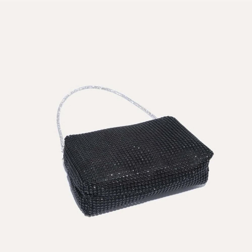 Women’s Black Metallic Rhinestone Evening Purse - Gift - Picture 2 of 10